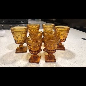 Set of vintage amber glassware